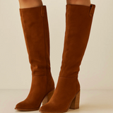 Suede Block Heel Boots 